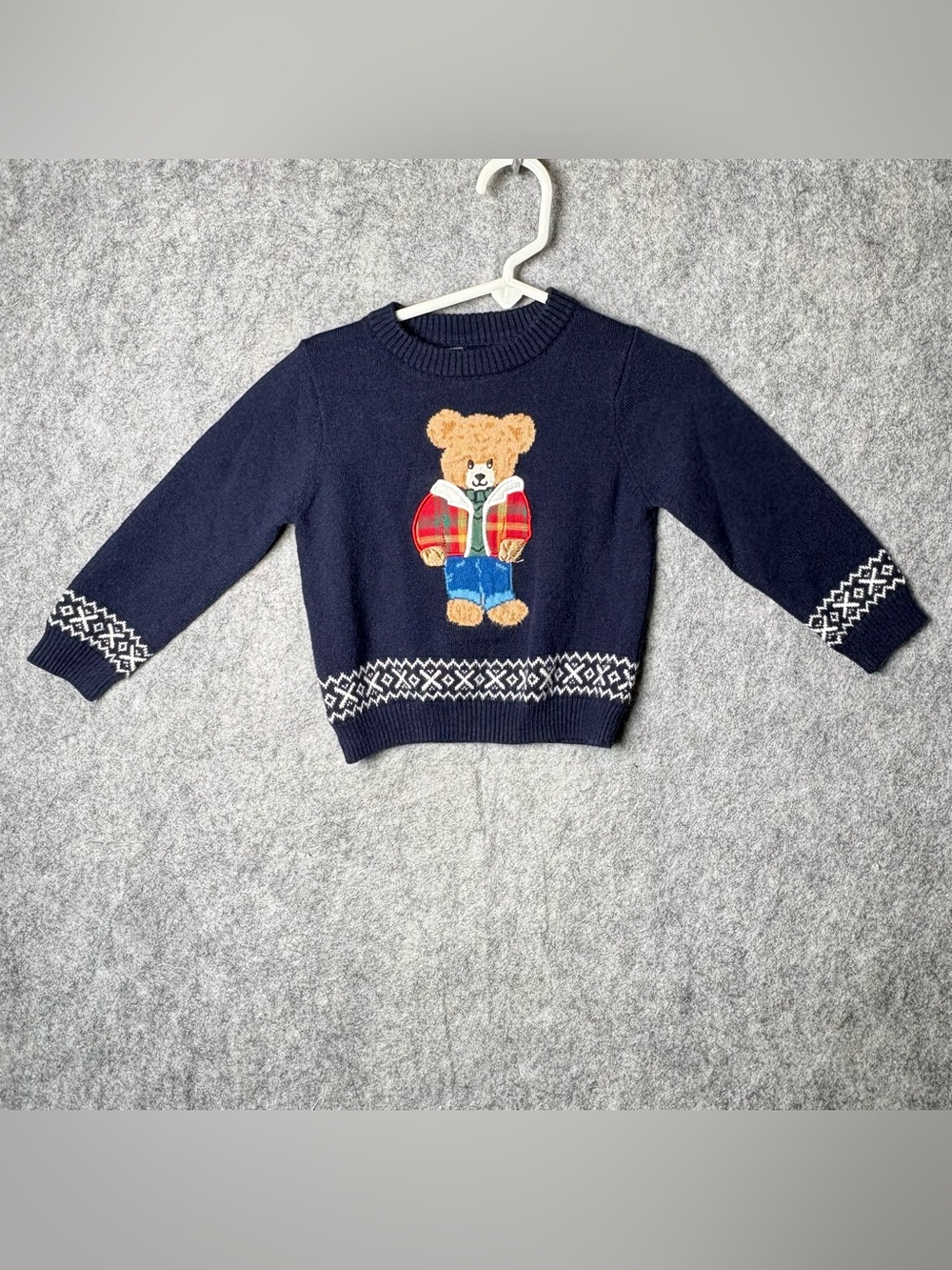 Navy Teddy Bear Knit Sweater for Kids Primark Boys Sz 18-24 Mo